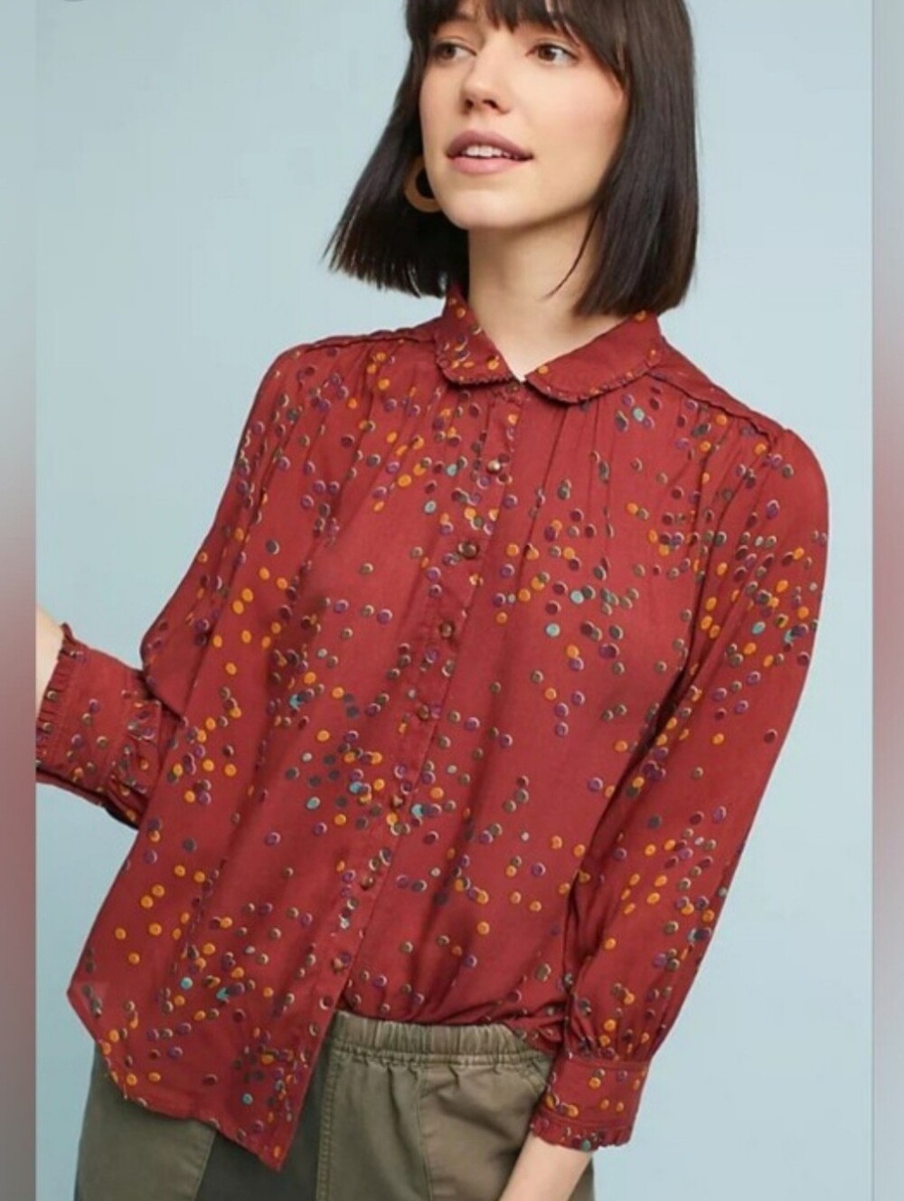 Maeve Polka Dot Button-Up Blouse